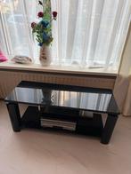 Zwarte TV Meubel met Glas, Gebruikt, 100 tot 150 cm, Ophalen of Verzenden, Minder dan 100 cm