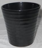 Zwarte bloempot met ribbels. Voor binnen. 14 cm hoog., Tuin en Terras, Bloempotten, Gebruikt, Rond, Binnen, Ophalen of Verzenden
