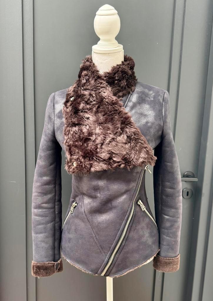 Goosecraft donker bruin suede teddy jas mt XS - 34, Kleding | Dames, Jassen | Winter, Zo goed als nieuw, Maat 34 (XS) of kleiner