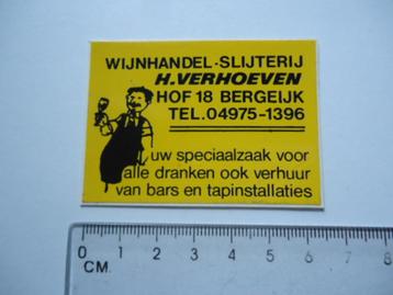 sticker oud Bergeijk H VERHOEVEN wijn handel slijterij strip beschikbaar voor biedingen
