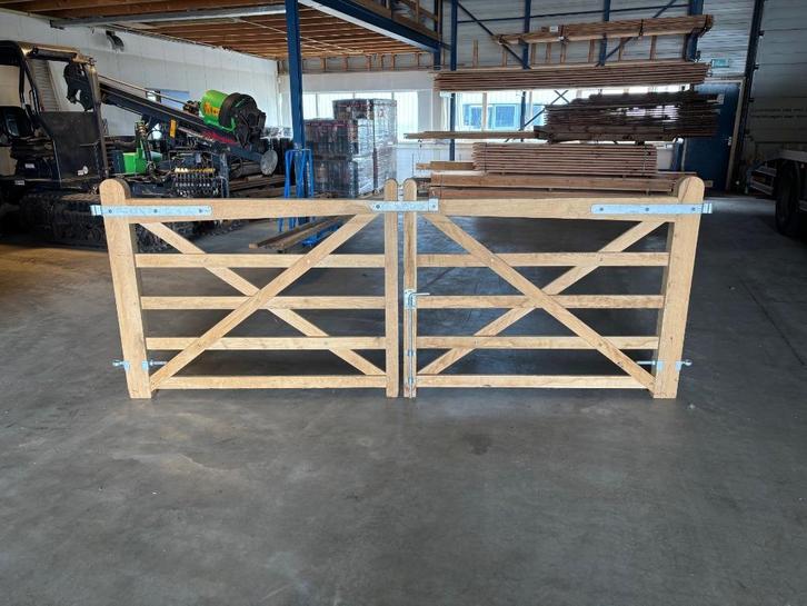 Eiken sierpoort Engels model inclusief palen, Tuin en Terras, Tuinhekken en Hekwerk, Zo goed als nieuw, Sierhekwerk, Hout, Met poort