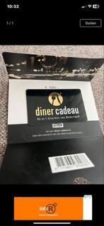 Diner cadeaubon t.w.v €100, Tickets en Kaartjes, Cadeaubon, Overige typen