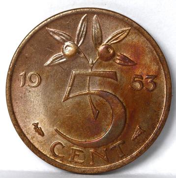 5 cent 1953 FDC  Dit weekend 10% korting op alle munten!!