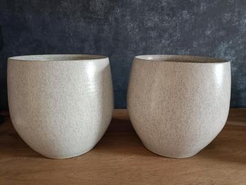 Bloempotten lichtgrijs set van 2 beschikbaar voor biedingen