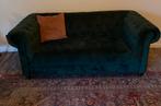 Chesterfield sofa fluweel groen, Gebruikt, Ophalen, Driepersoons