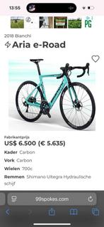 Bianchi Aria e-Road Ultegra Di2 ebike racefiets, Carbon, Zo goed als nieuw, Meer dan 20 versnellingen, 53 tot 57 cm