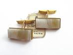 Vintage manchetknopen met rhodoniet van de '70 jaren., Ophalen of Verzenden, Steen, Verguld