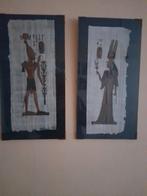 Twee handgeschilderde Egyptische papyrussen, Antiek en Kunst, Ophalen of Verzenden