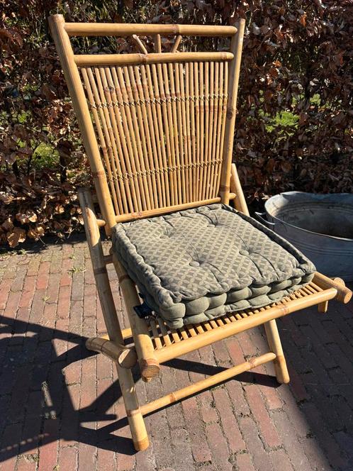 Toffe Bamboe / rotan stoel / fauteuil / tuinstoel inklapper, Tuin en Terras, Tuinstoelen, Zo goed als nieuw, Rotan, Inklapbaar