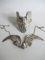 Vintage sieraad 2x vogel - armband en hanger / uil meeuw, Ophalen of Verzenden