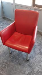 4 rode lederen stoelen verrydbaar, Vier, Metaal, Zo goed als nieuw, Ophalen