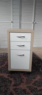 Houten ladenblok op wieltjes, essen, Huis en Inrichting, Kasten | Ladekasten, Ophalen, Minder dan 50 cm, Gebruikt, 3 of 4 laden
