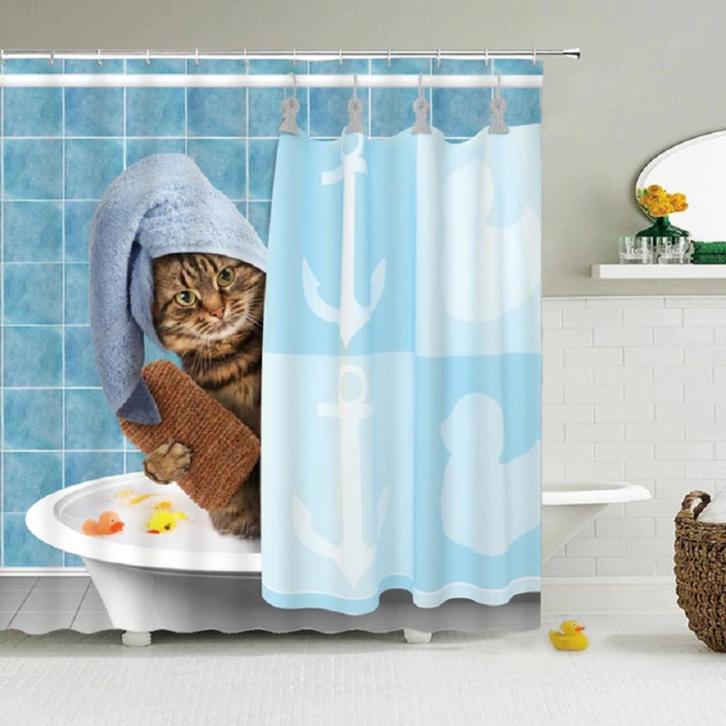 Kat Douchegordijn / Douche Gordijn Badkamer Katten Dier, Huis en Inrichting, Badkamer | Badtextiel en Accessoires, Nieuw, Overige kleuren