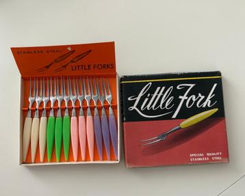 Vintage set ‘Little Forks’ kleine vorkjes, cocktailvorkjes beschikbaar voor biedingen