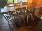 Antieke klooster tafel eettafel met 6 houten stoelen, Ophalen of Verzenden