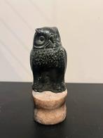 Handgesneden Serpentijnsteen Uil Sculptuur, Ophalen of Verzenden, Zo goed als nieuw, Steen, Dierenbeeld