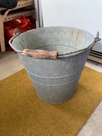 Zinken emmer met houten handvat, Ophalen, Gebruikt, Minder dan 30 cm, Minder dan 60 cm