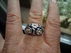 mooie echt zilveren ring met bloemetjes en blauw emaille 18+, Sieraden, Tassen en Uiterlijk, Ringen, 18 tot 19, Ophalen of Verzenden