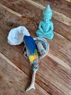 unieke smudge waaier feather/fan op gewei, Ophalen of Verzenden