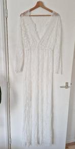 Lange kanten jurk, Wit, Ophalen of Verzenden, Maat 36 (S), Onder de knie