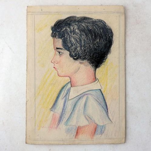Claes Huisman (1885-1973) originele tekening jong meisje, Antiek en Kunst, Kunst | Tekeningen en Foto's, Verzenden