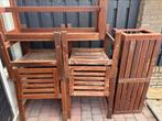 Ikea Applaro Tuinmeubel set 4 stoelen 1 tafel 2 banken, Tuin en Terras, Tuintafels, Ophalen, Zo goed als nieuw, Rechthoekig, Hout