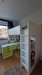 Ikea Stuva Hoogslaper met Bureau wit/ lime groen, Ophalen, 85 tot 100 cm, Zo goed als nieuw, Matras