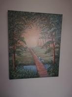 Schilderij, kleurrijk bosgezicht door Sylvia Scheen, 2007, Oorspronkelijke maker, Ophalen of Verzenden, Zo goed als nieuw, Schilderij