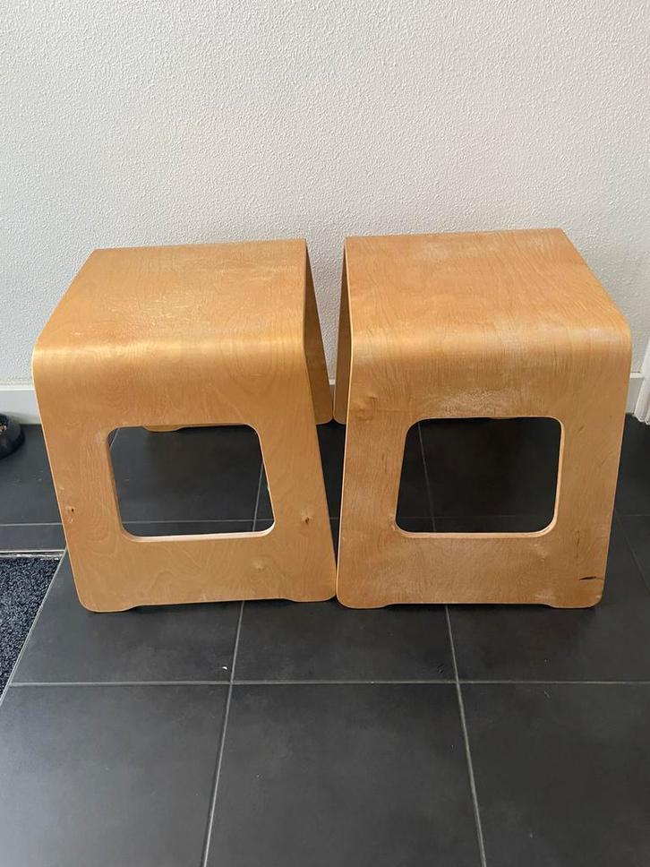 Vintage Ikea Benjamin krukjes/ plywood/ lisa  Norinder, Huis en Inrichting, Krukjes, Gebruikt, Hout, Ophalen