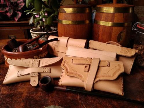 Leren handgemaakt (tabaks)tasjes, Sieraden, Tassen en Uiterlijk, Tassen | Damestassen, Nieuw, Ophalen of Verzenden
