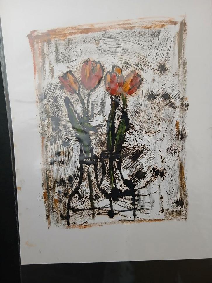 Abstract Tulpen Schilderij, Antiek en Kunst, Kunst | Overige Kunst, Ophalen of Verzenden