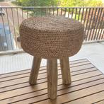 Hardhouten krukje met raffia zitting – 47 cm hoog, Ophalen, Zo goed als nieuw, Hout