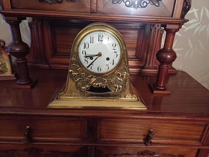 Schitterend mooie koperen pendule, art deco, Antiek en Kunst, Antiek | Klokken, Ophalen