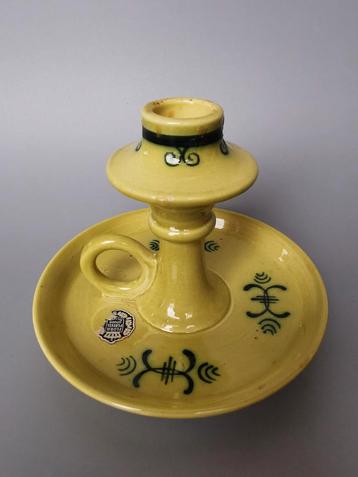 Flora plateel Gouda kandelaar met origineel etiket  beschikbaar voor biedingen