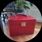 Vintage 70's beautycase rood skai, hardcase, gevoerd, Ophalen of Verzenden