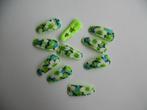 NR 37 : 10 haarspeldjes  3 cm zomerse bloem groen, Hobby en Vrije tijd, Kralen en Sieraden maken, Ophalen of Verzenden, Nieuw