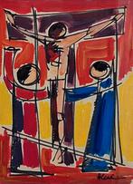 Crucifix Jezus. Abstract surrealisme. Sign. 37/43 cm., Ophalen