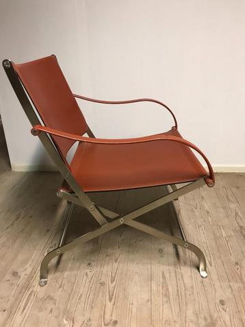 Flexform Carlotta fauteuil stoel design RVS leer cognac beschikbaar voor biedingen