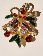 Kerstmis Bel Broche met Strass, Sieraden, Tassen en Uiterlijk, Broches, Overige materialen, 4 tot 7 cm, Ophalen of Verzenden, Zo goed als nieuw