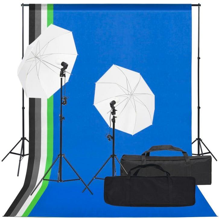 Fotostudioset met verlichtingsset en achtergrond, Audio, Tv en Foto, Fotografie | Fotostudio en Toebehoren, Nieuw, Complete fotostudio