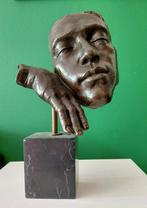 Grote bronzen kop , denkend. luisterend of slapend, Antiek en Kunst, Antiek | Koper en Brons, Ophalen of Verzenden