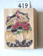 Houten stempels - vintage - katten en muizen, Ophalen of Verzenden, Zo goed als nieuw, Houten stempel
