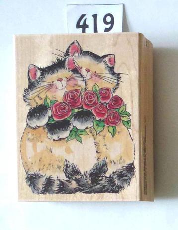 Houten stempels - vintage - katten en muizen beschikbaar voor biedingen