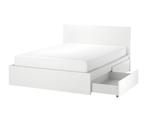 IKEA malm bed (kapot) 140x200 zonder lades, Gebruikt, 140 cm, Wit, Hout