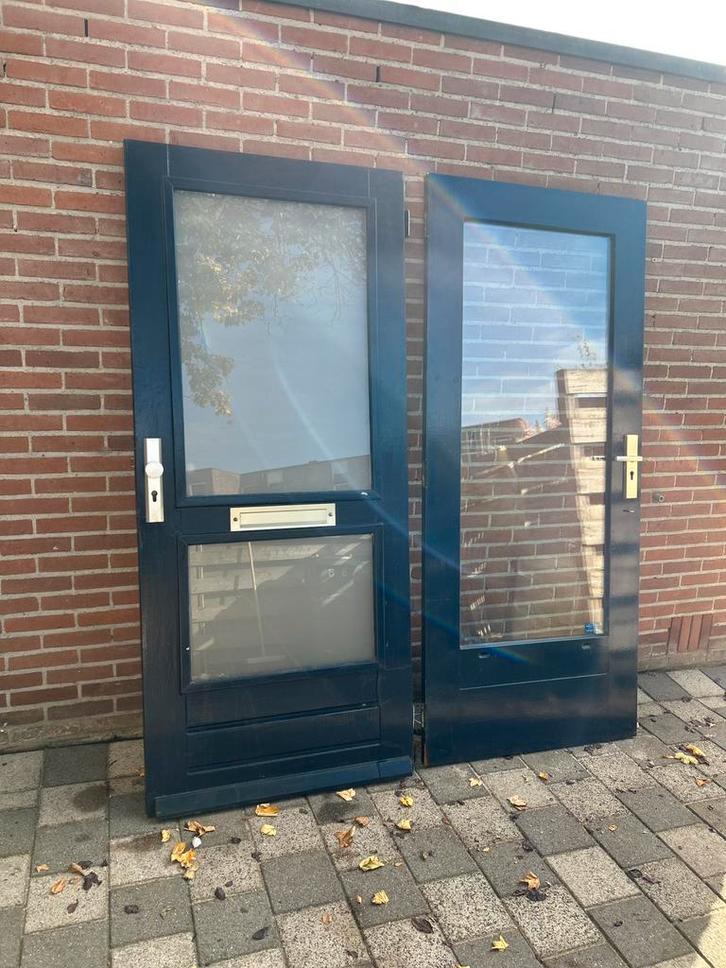 Hardhouten buitendeuren, Doe-het-zelf en Verbouw, Deuren en Horren, Gebruikt, Buitendeur, Minder dan 200 cm, 80 tot 100 cm, Hout