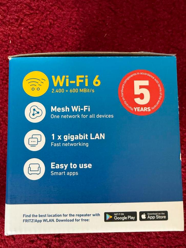 FRITZ!Repeater 1200 AX - WiFi 6 Repeater, Computers en Software, WiFi-versterkers, Nieuw, Ophalen of Verzenden