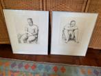 2x Tekening Aat Veldhoen 06/2016, Antiek en Kunst, Ophalen