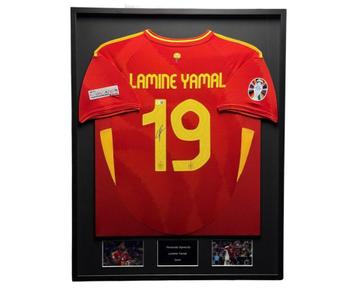 Lamine Yamal Spanje 2024 gesigneerd ingelijst thuis shirt beschikbaar voor biedingen