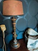 Houten koperen lampenvoet tafellamp, Antiek en Kunst, Antiek | Lampen, Ophalen of Verzenden