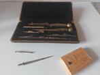 Antieke passer set in ovp met vulpennen, Ophalen of Verzenden